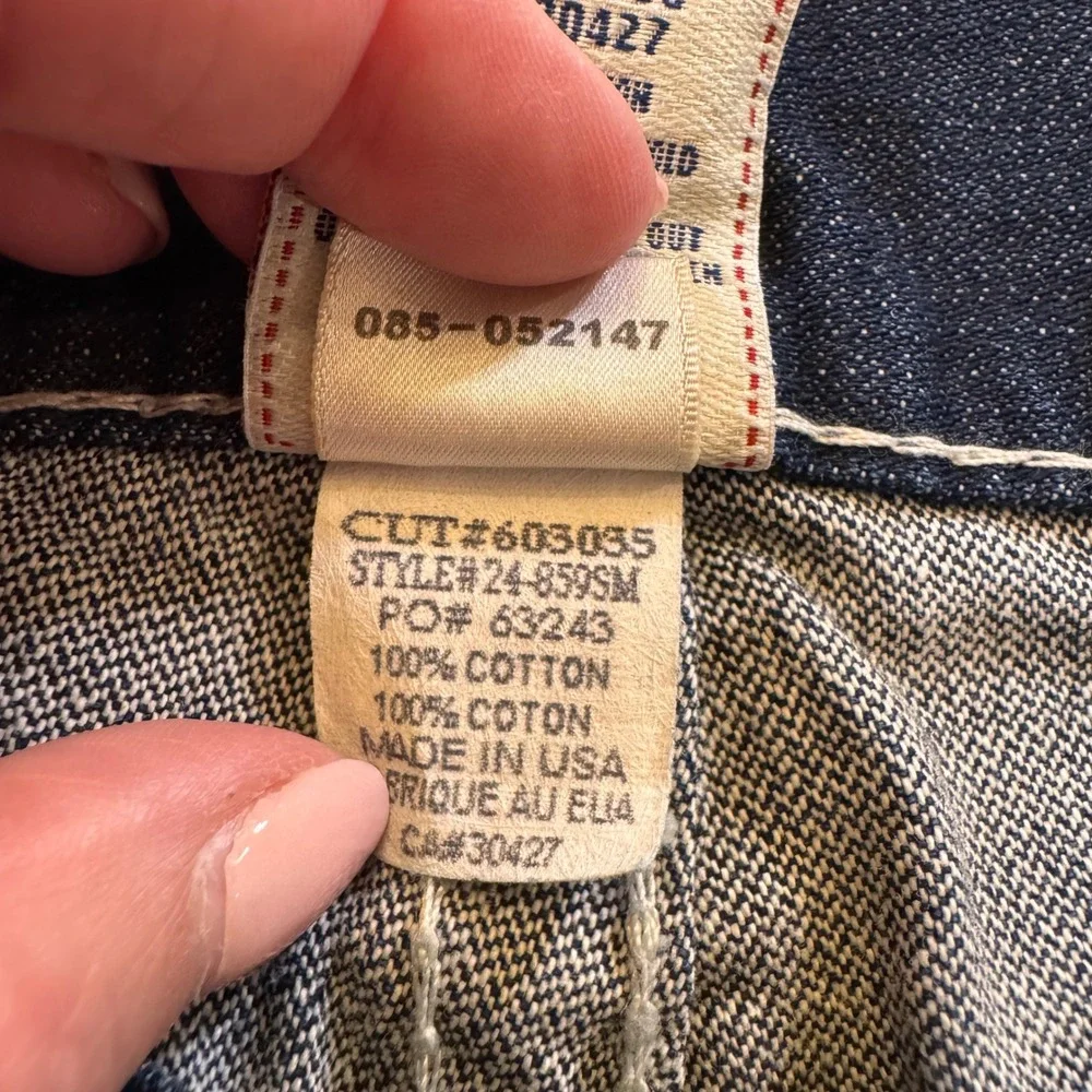 True Religion Rainbow Ricky Straight Dark Super Thick Stitch Denim Jeans 31x31